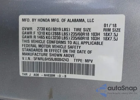 2018 Honda Odyssey Ex из США, поврежденный, VIN 5FNRL6H59JB084243